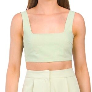 NWT 4th & Reckless Cheyanne Crop Top Tank Sage Green Tie Back Med Minimal Preppy